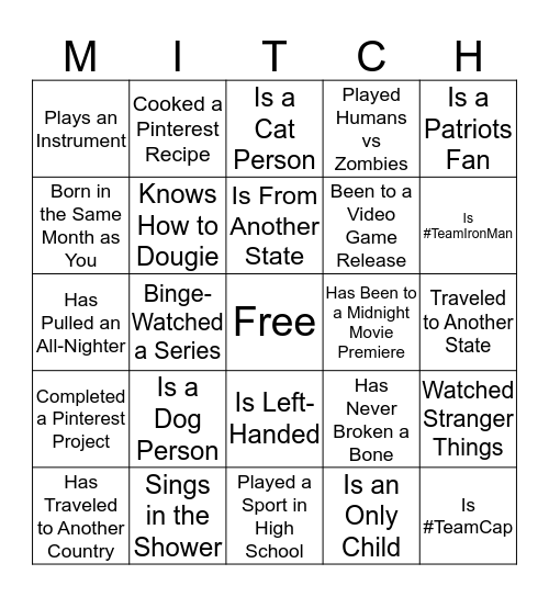 People Bingo Card