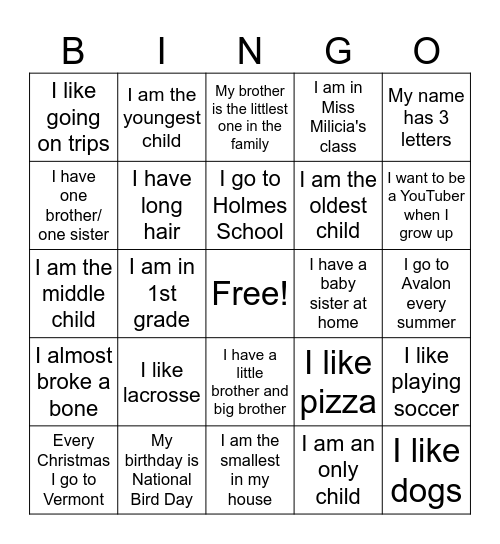 1M Inclusion Bingo Card