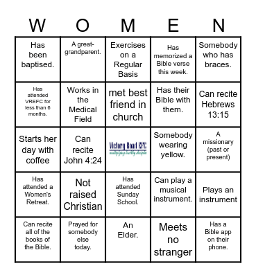 Fellowship Bingo Card