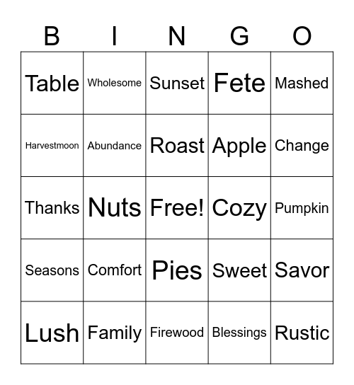 BISR FALL BINGO 2024 Bingo Card