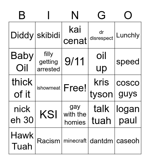 Instagram Bingo Card
