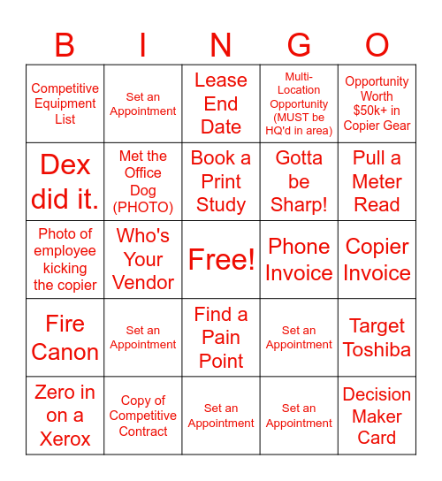 Territory Bingo Card