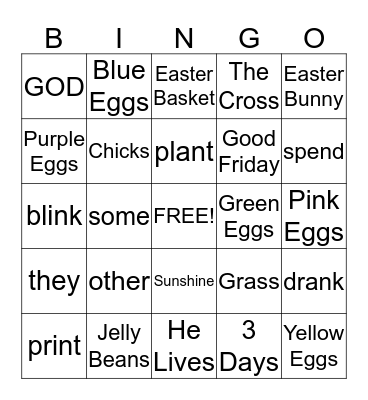 Easter Bingo Card
