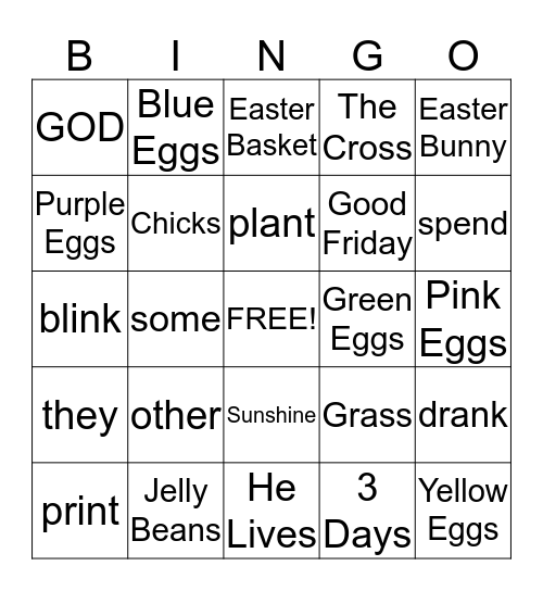 Easter Bingo Card