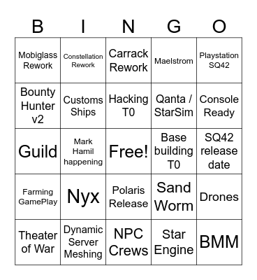 CitizenCon 2024 Bingo Card