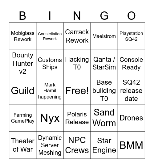 CitizenCon 2024 Bingo Card