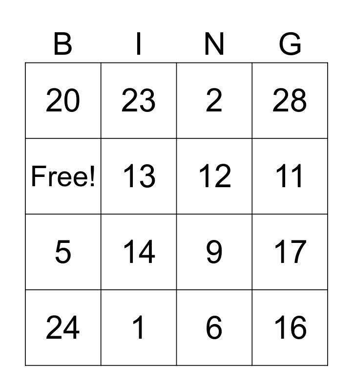 DAVID'S CARD Bingo Card