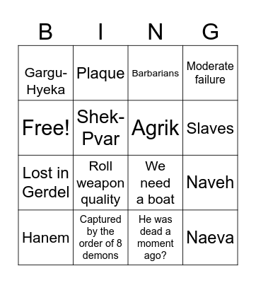 Planning bngo Bingo Card