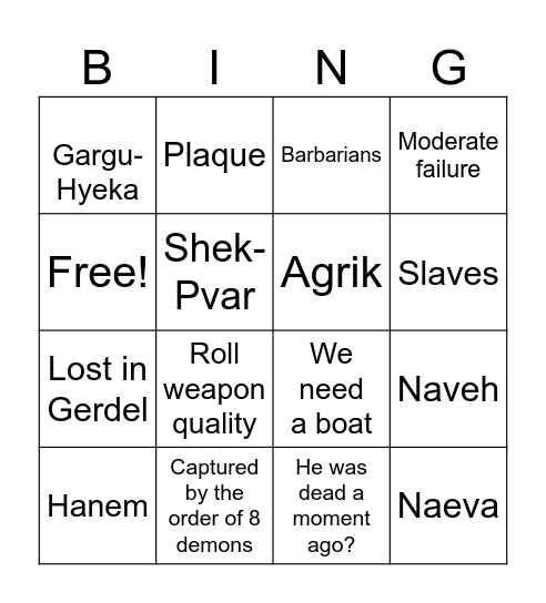 Planning bngo Bingo Card