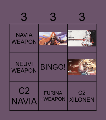 2024 GACHA GAMES Bingo Card