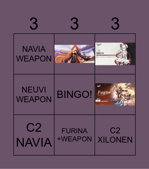 2024 GACHA GAMES Bingo Card