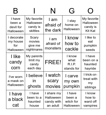 Spooky Halloween Bingo Card