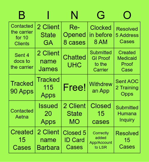 AEP Bingo Card