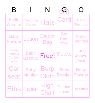 Baby Bingo Card