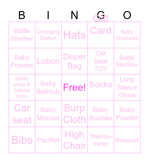 Baby Bingo Card