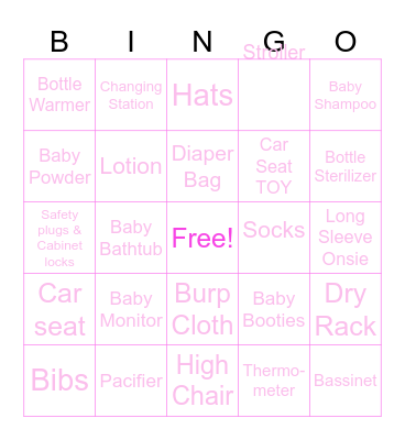 Baby Bingo Card