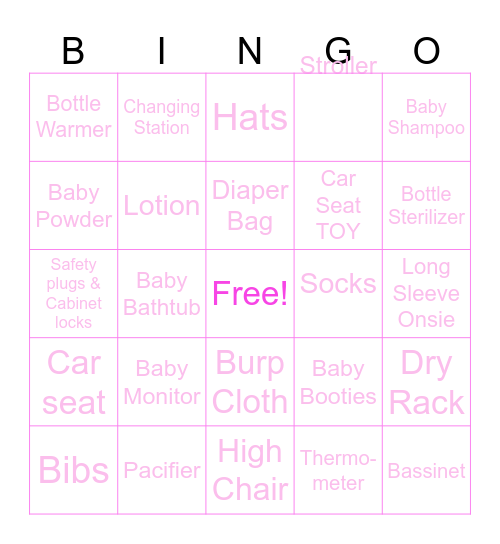 Baby Bingo Card