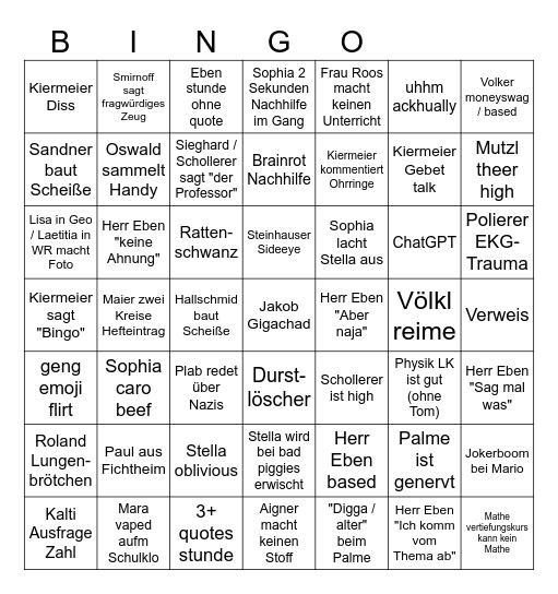 Höpfl Gymnasium Dingolfing Bingo Card