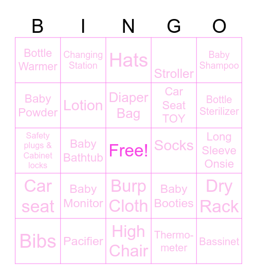 Baby Bingo Card