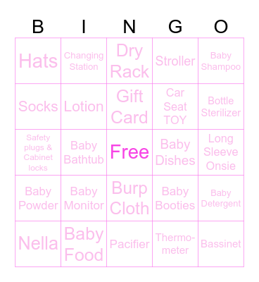 Baby Bingo Card