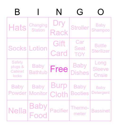 Baby Bingo Card