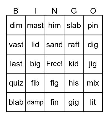 UFLI:  #36b Review Bingo Card