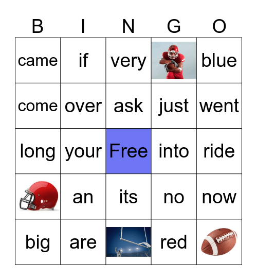 Football Bingo Yellow Bingo Card