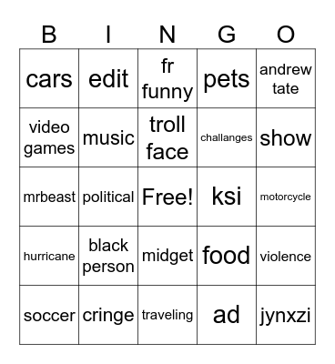 yt bingo Card