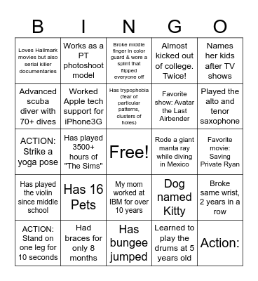 Team Facts BINGO Card
