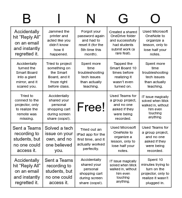 Tech PD Icebreaker Bingo Card