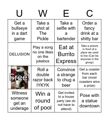 UWEC HOCO 2K24 Bingo Card
