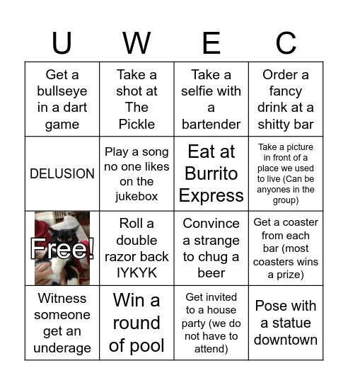 UWEC HOCO 2K24 Bingo Card