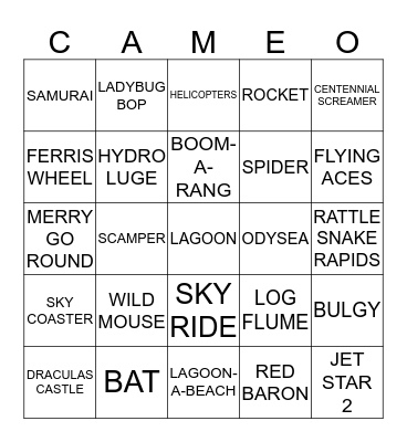 CAMEO LAGOON DAY Bingo Card