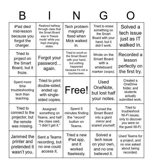 Ctrl + Alt + Bingo Card