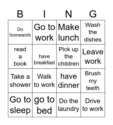 Daily Routine FOR KIDS Bingo Card