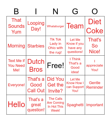 Devon's Sayings and Food-Boss's Day Bingo Card