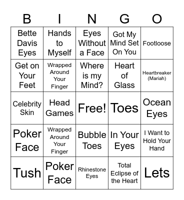 Body Parts Bingo Card