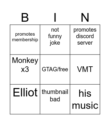 jman Bingo Card