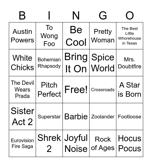 MOVIE SOUNDTRACKS Bingo Card