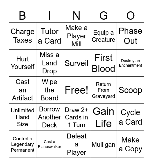 Commander Bingo Card