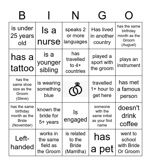 Find the guest Bingo Card