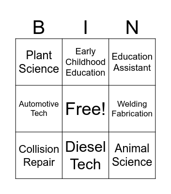 CTE Meridian Open House Scavenger Hunt! Bingo Card