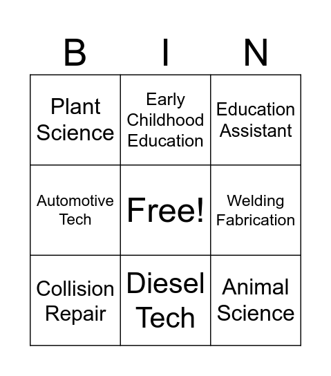 CTE Meridian Open House Scavenger Hunt! Bingo Card