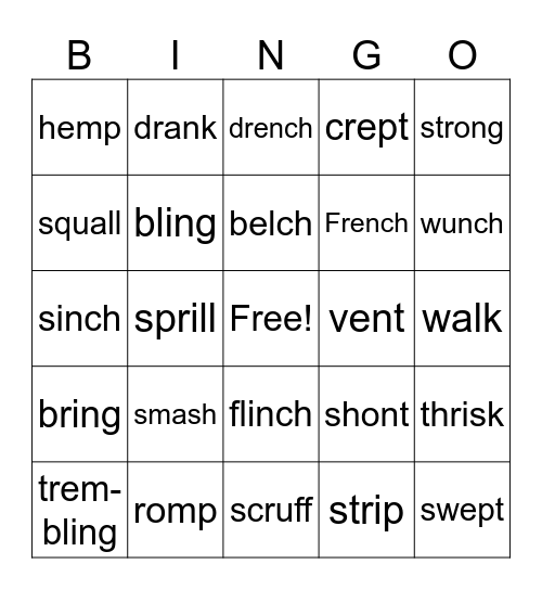 Initial & Final Consonant Blends Bingo Card