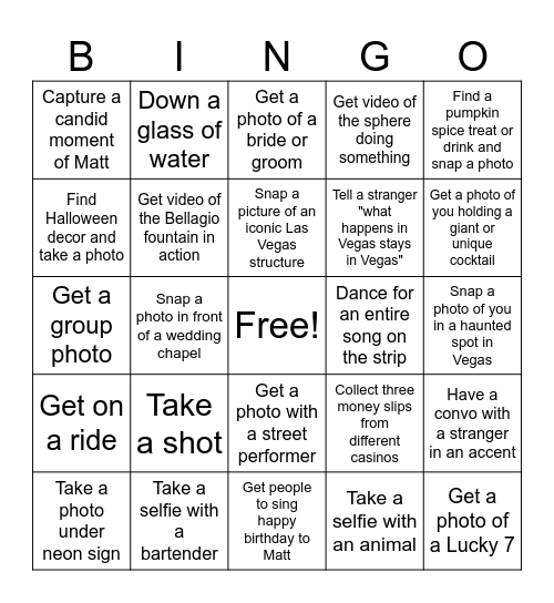 Matt's 40th--Las Vegas Style! Bingo Card