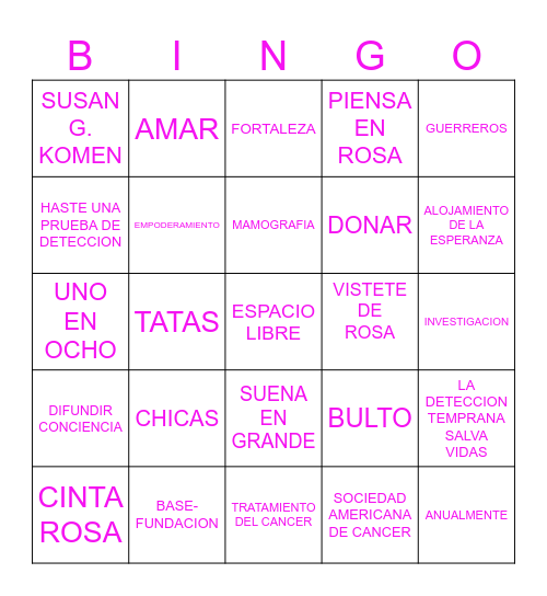 BREAST CANCER AWARENESS Bingo Card