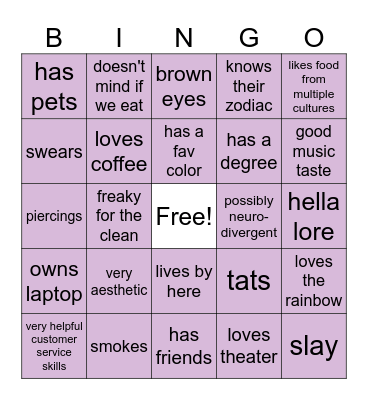 New Supervisor BINGO Card