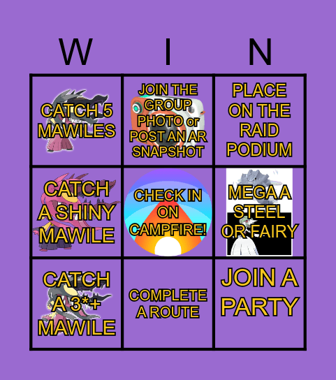 Mega Mawile Raid Day Challenge Bingo Card