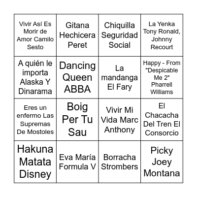 Sandra 40 Bingo Card