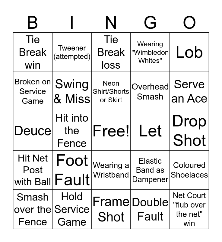 Victoria Beach Tennis Bingo!! Bingo Card